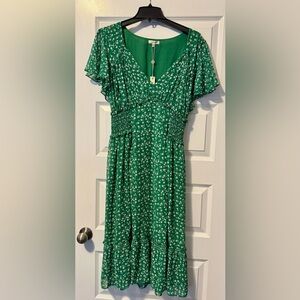 Green Floral Midi Dress